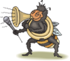 Bee Playing Horn Clip Art